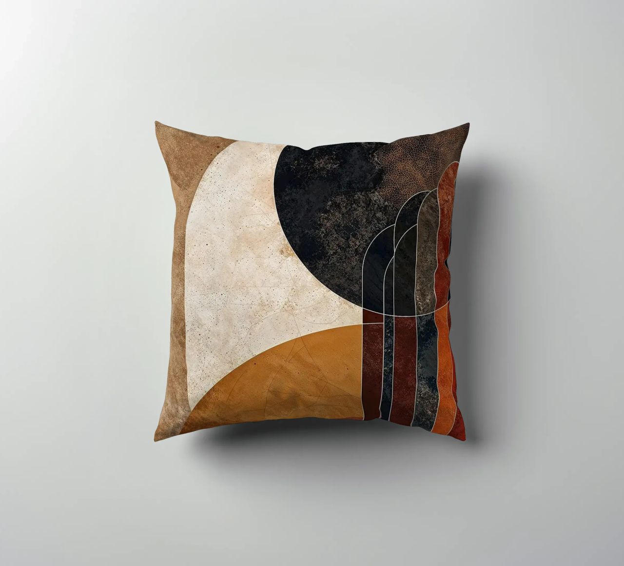 cerchi linee curve forme astratte texture toni della terra ov cuscino da Nick Haluck