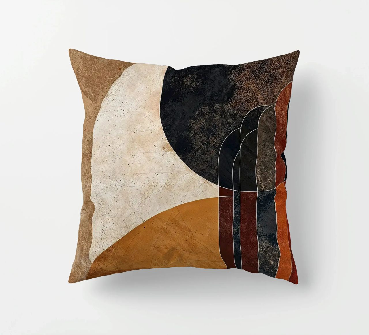 cerchi linee curve forme astratte texture toni della terra ov cuscino da Nick Haluck