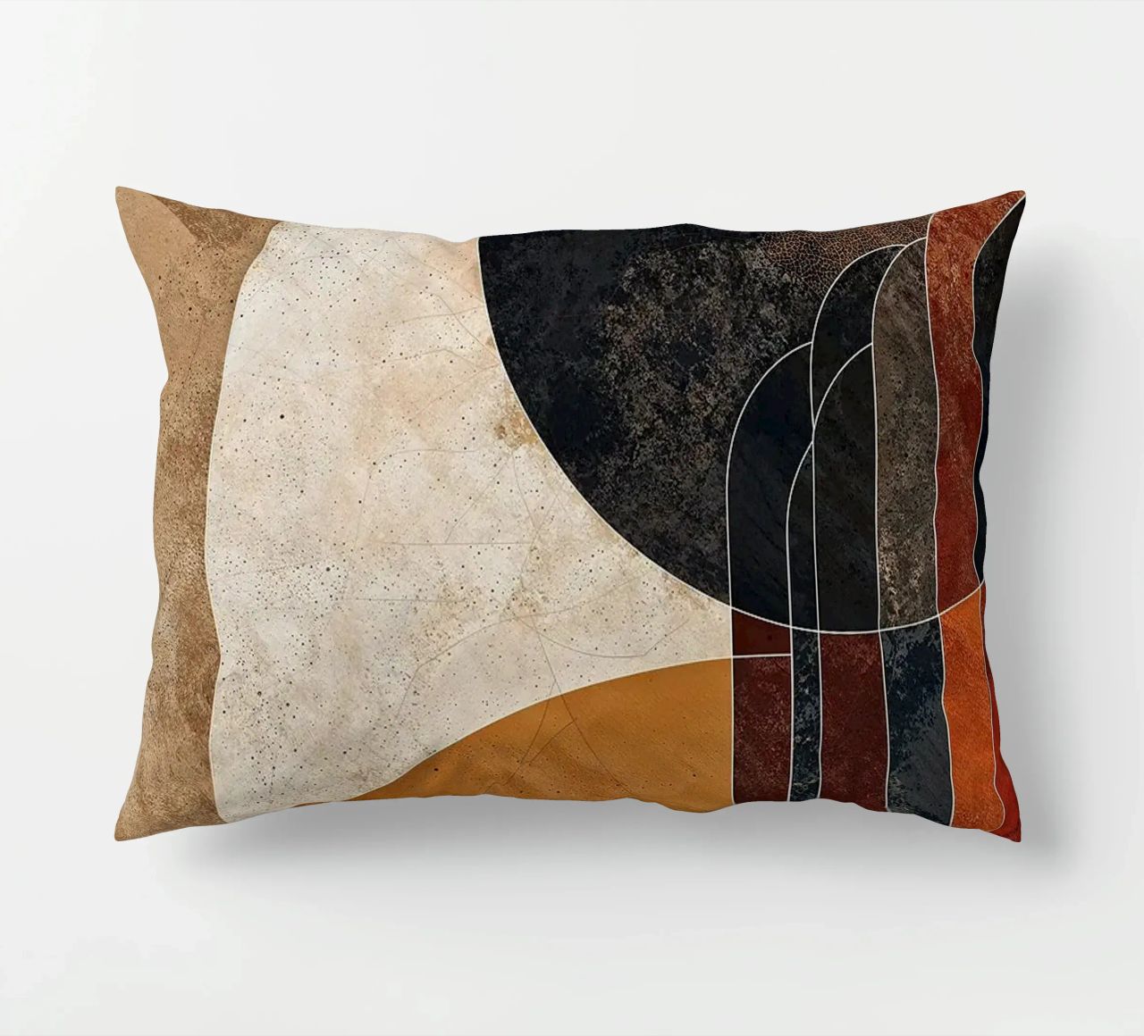 cerchi linee curve forme astratte texture toni della terra ov cuscino da Nick Haluck