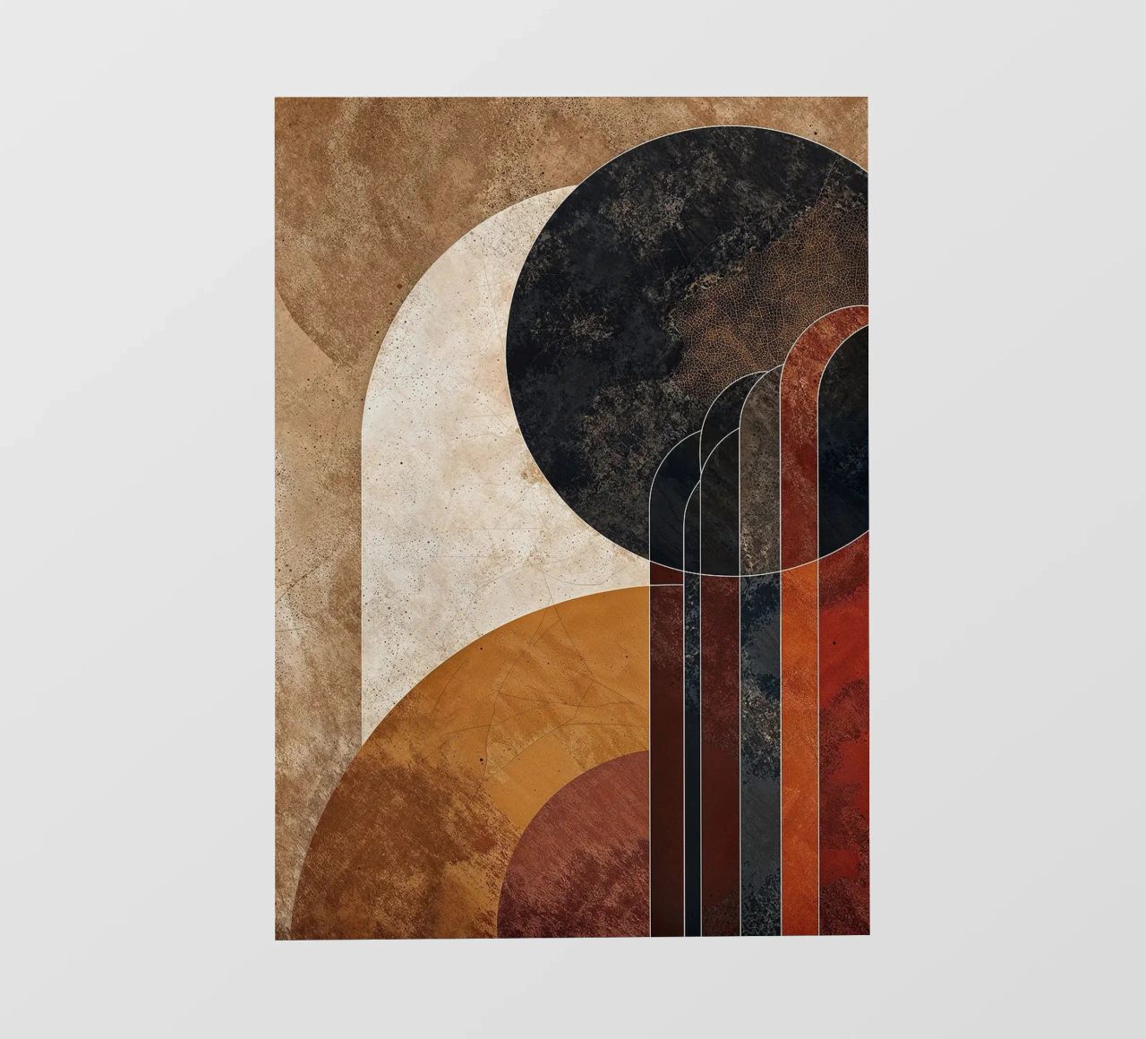 cerchi linee curve forme astratte texture toni della terra ov telo in pvc da Nick Haluck
