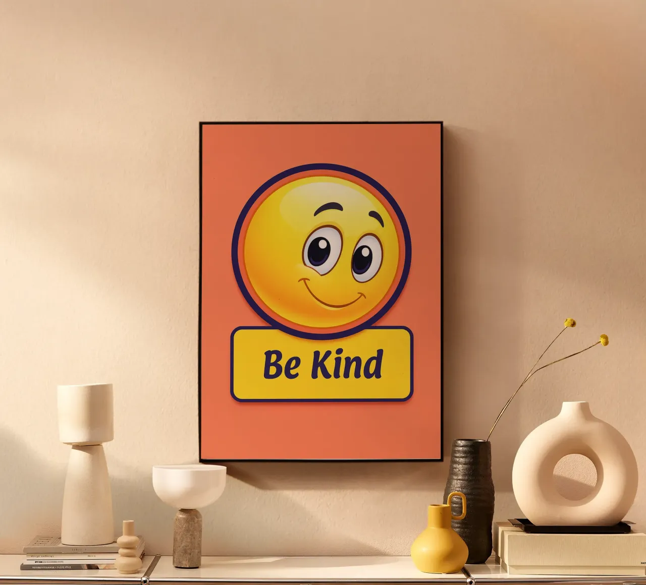 Emoticona sorriso Be Kind alluminio dibond da PitaraS