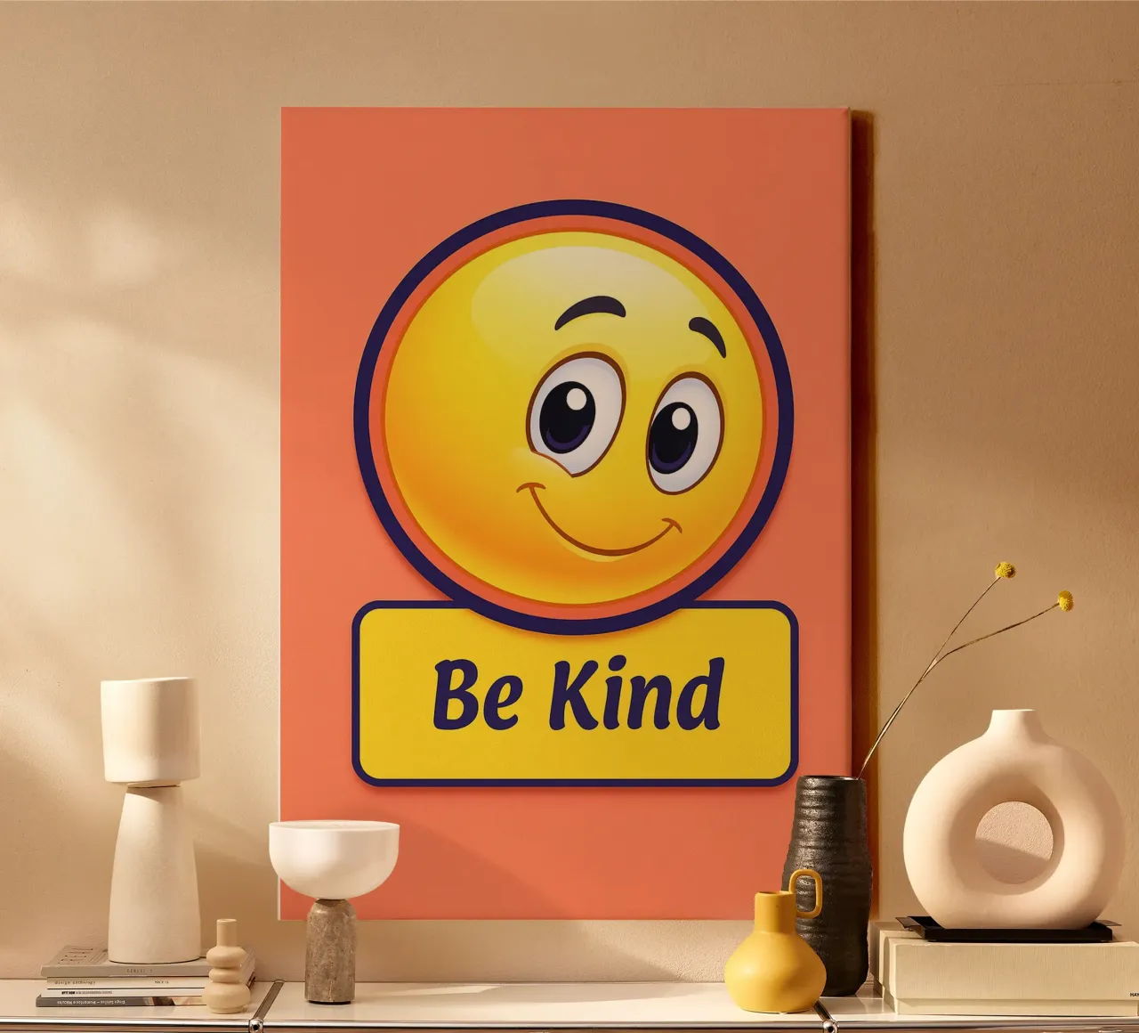 Emoticona sorriso Be Kind tela con Cornice a cassetta da PitaraS