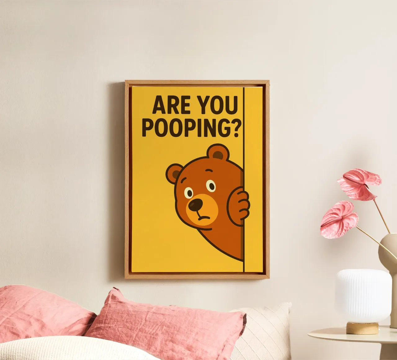 bear are you pooping canvas with Floater frame by PitaraS