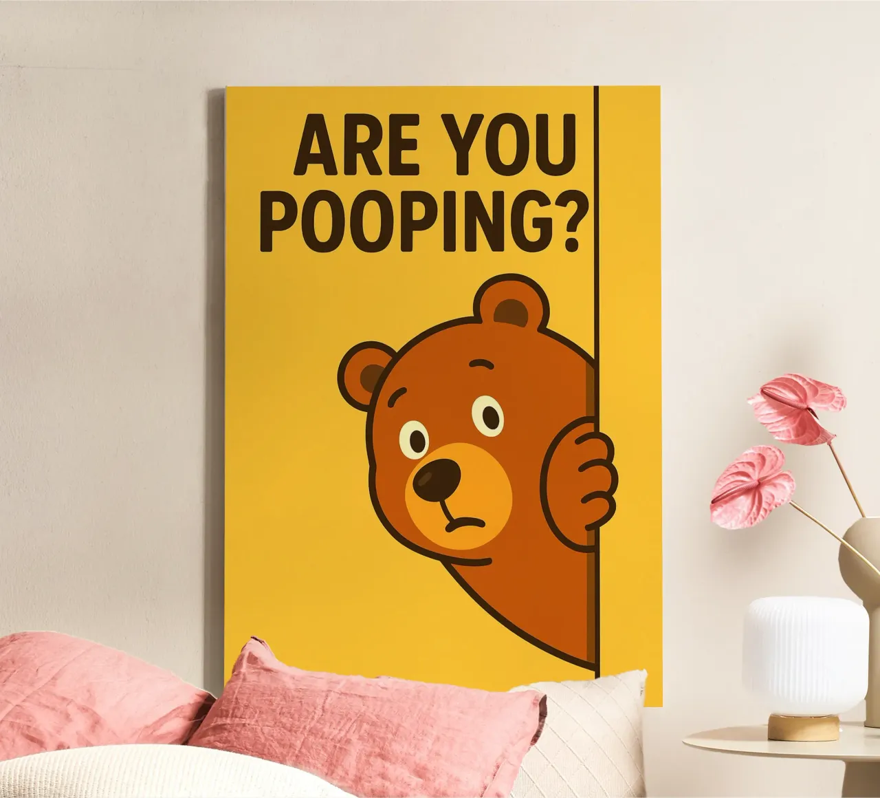 bear are you pooping canvas with Floater frame by PitaraS