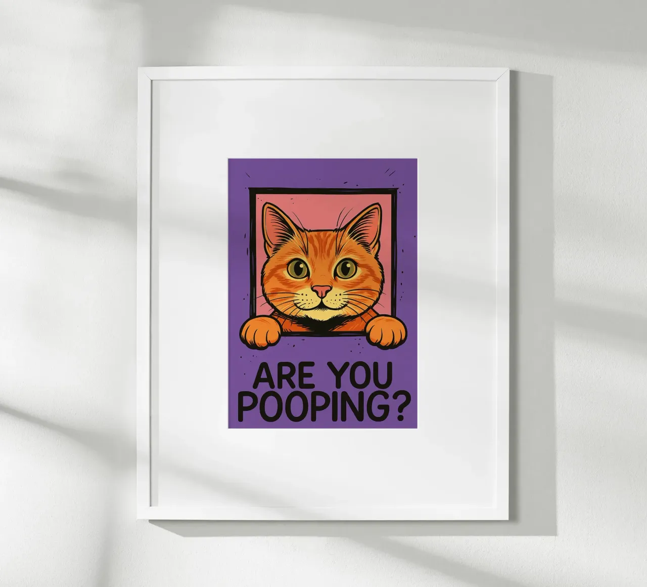 gatto stai facendo la cacca in bagno divertente poster con telaio in legno da PitaraS