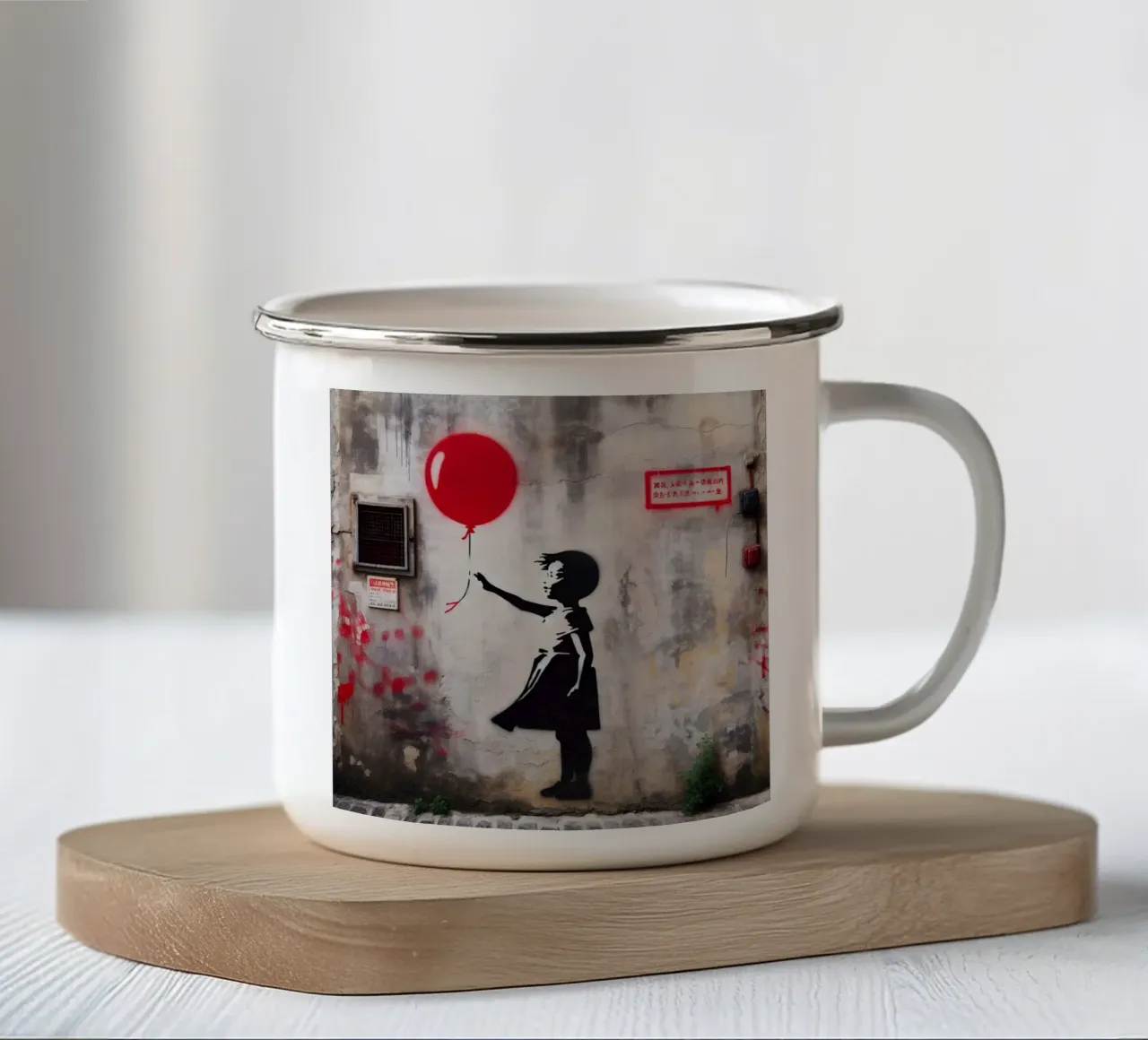Qui Red Ballon tazza in smalto da Betty Shops