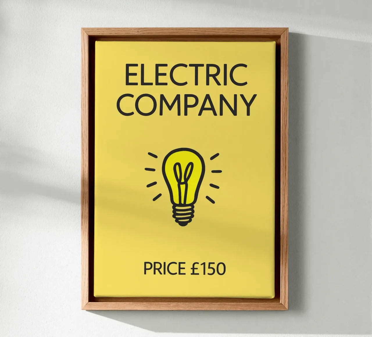 Electric Company Monopoly Funny Bathroom canvas with Floater frame by PitaraS