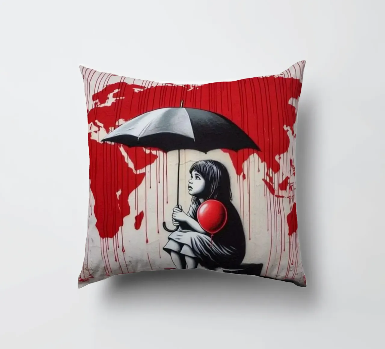 Ragazza con ombrello nero cuscino da Betty Shops