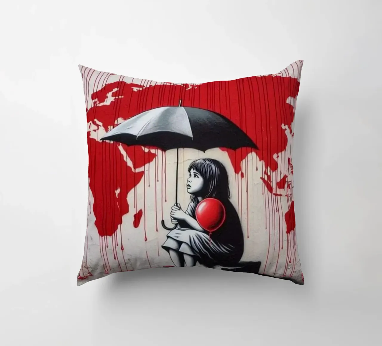 Ragazza con ombrello nero cuscino da Betty Shops
