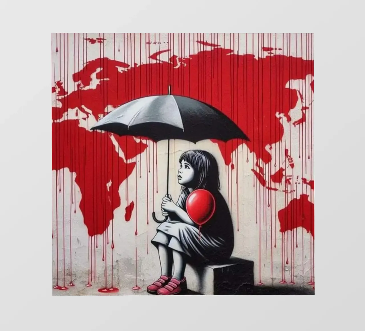Fille au parapluie noir papier peint photo de Betty Shops