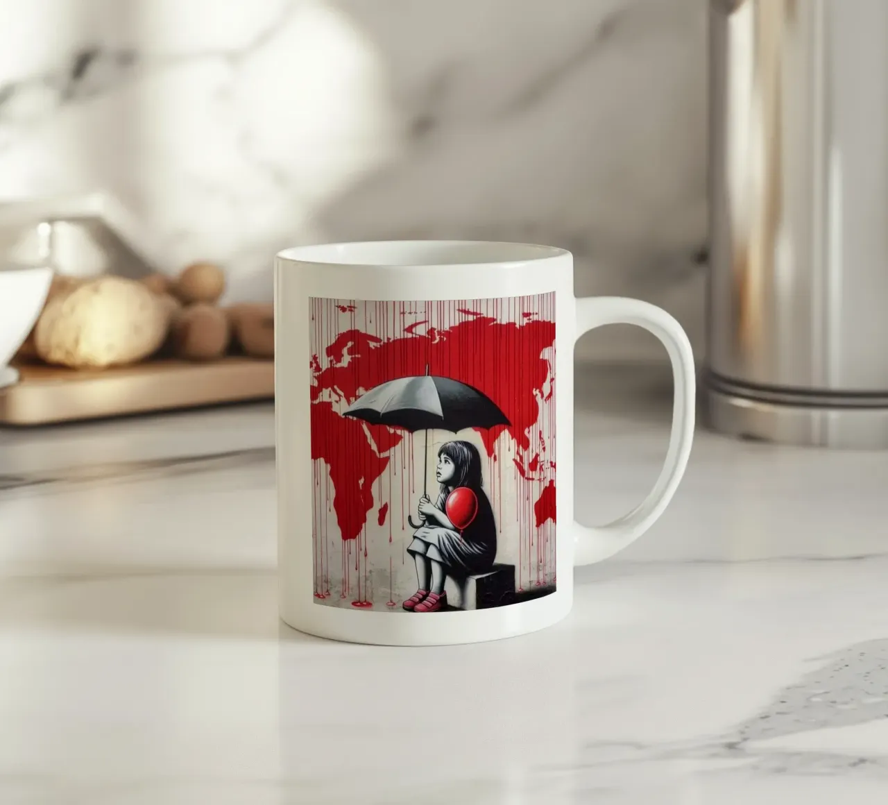 Ragazza con ombrello nero tazza in ceramica da Betty Shops