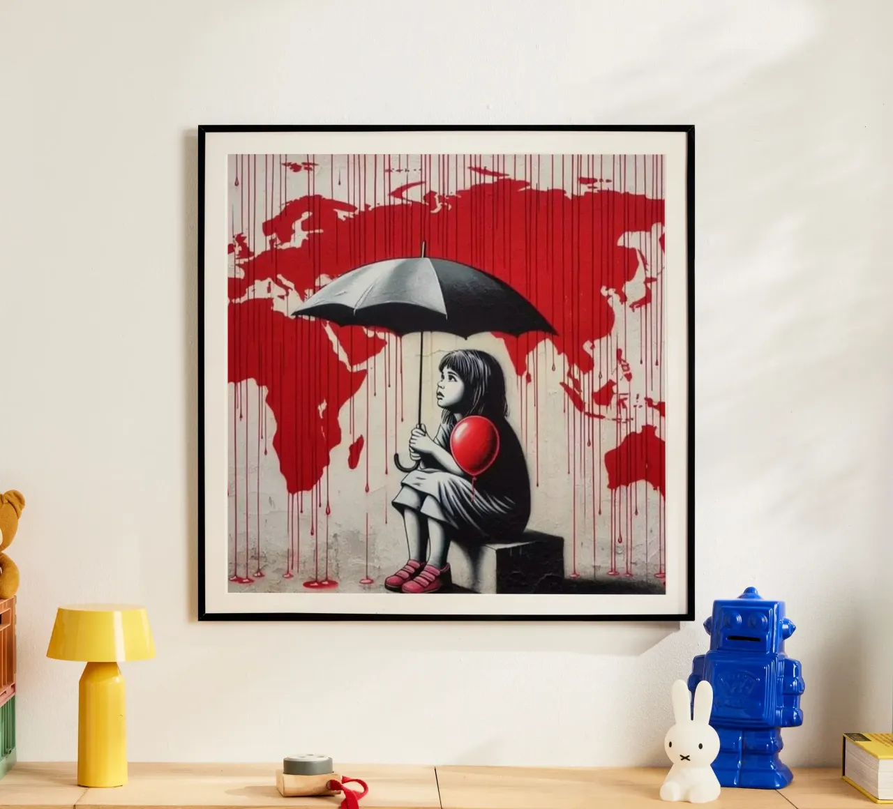 Fille au parapluie noir poster de Betty Shops
