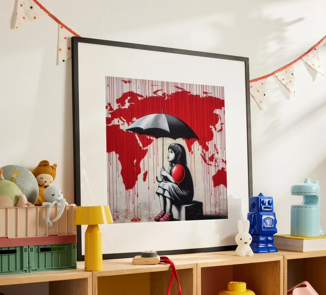 Fille au parapluie noir poster de Betty Shops