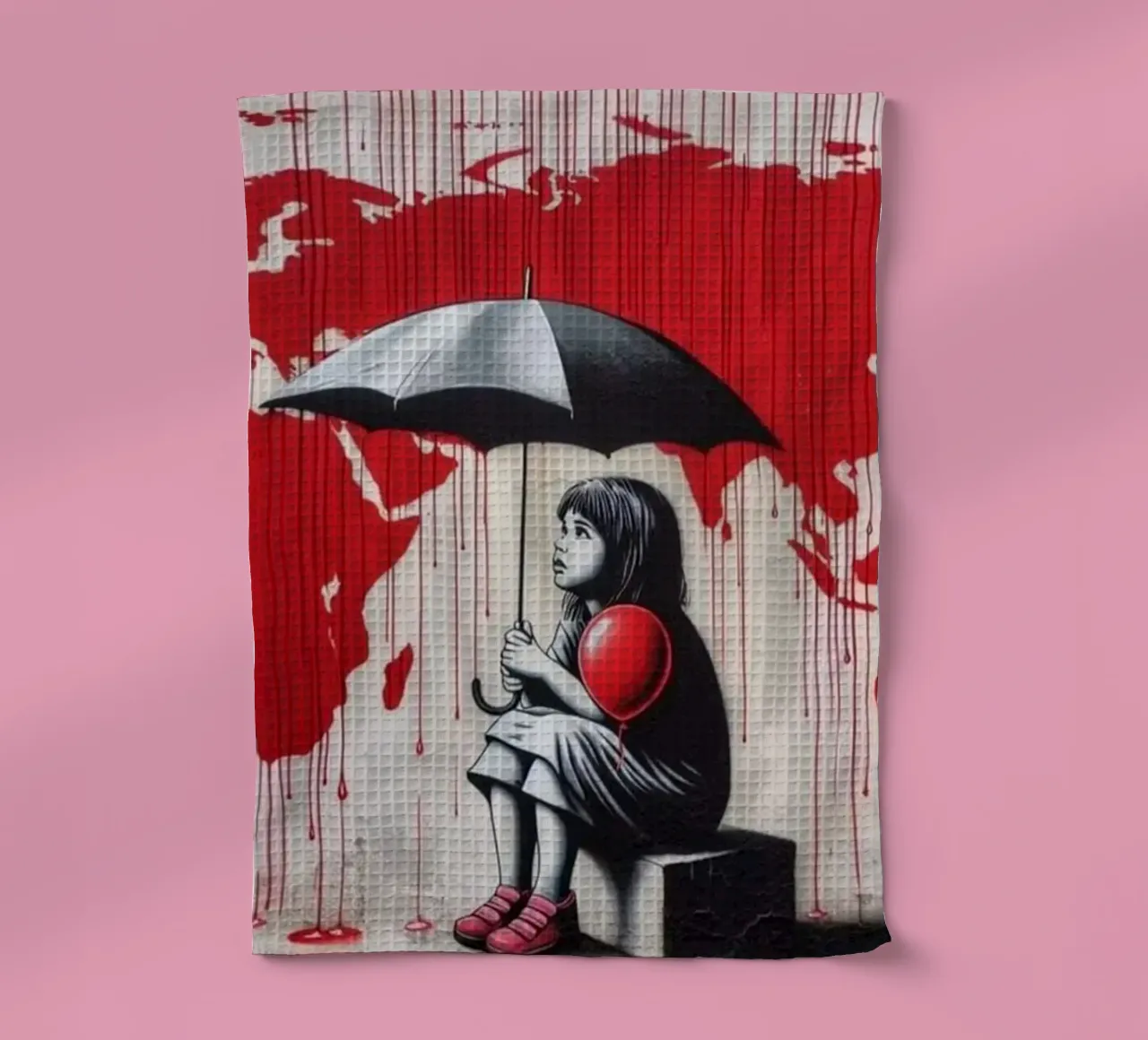 Fille au parapluie noir torchon de Betty Shops