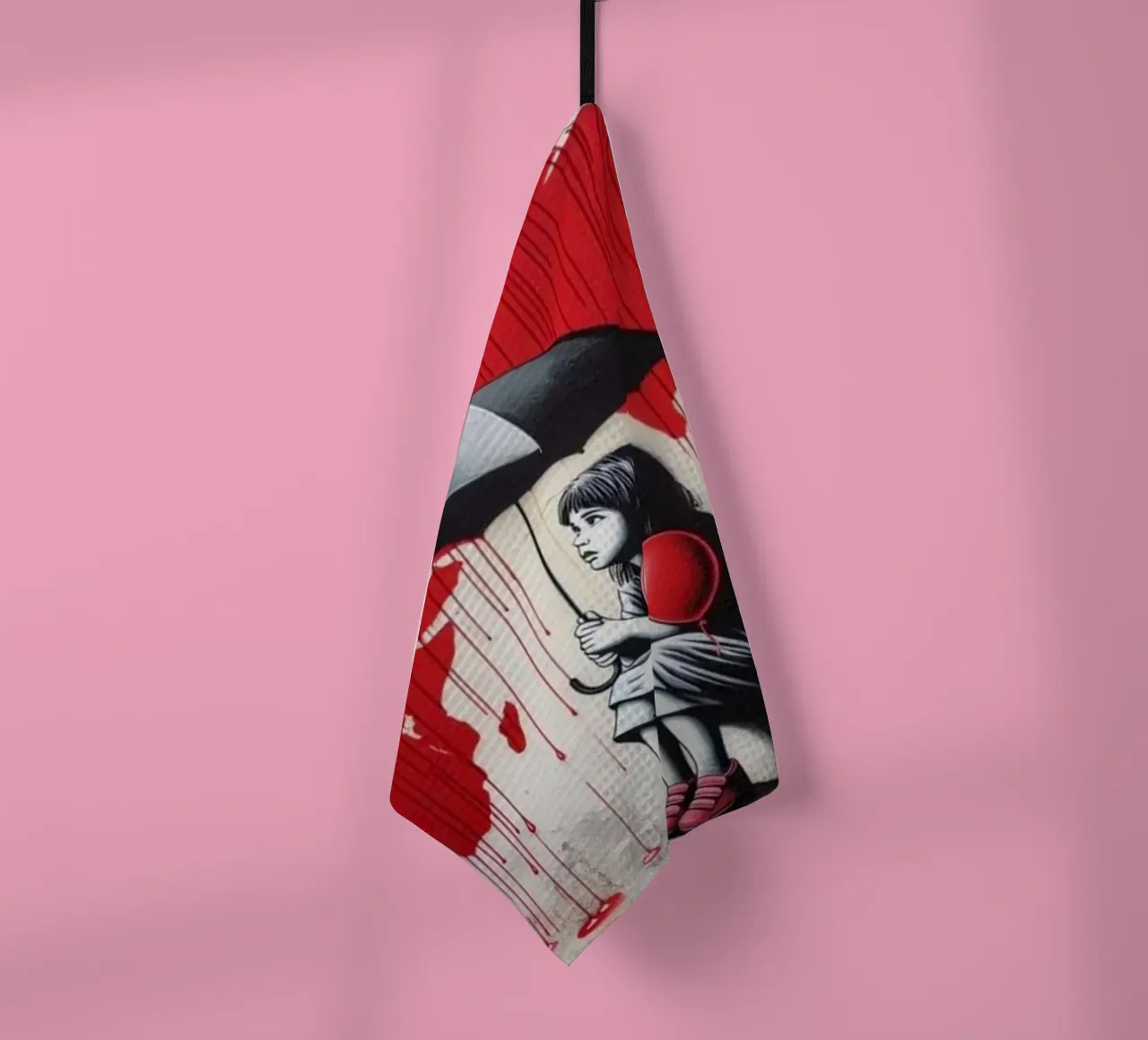 Fille au parapluie noir torchon de Betty Shops
