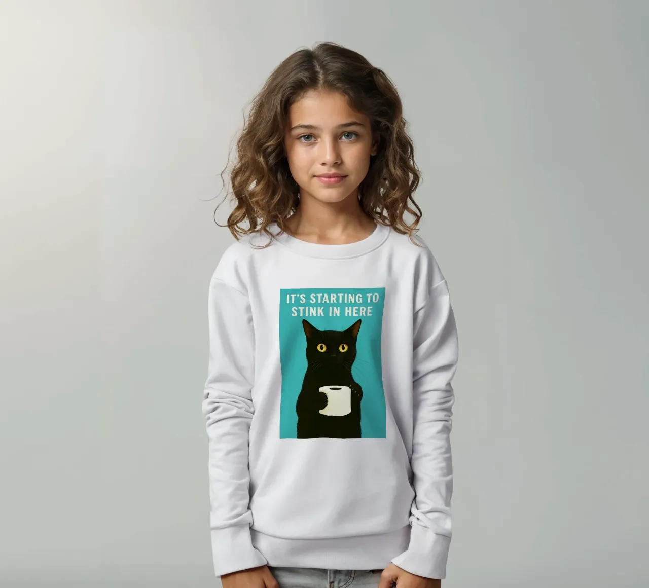 humour drôle de chat et de toilettes, ça commence à puer ici sweat enfant de PitaraS