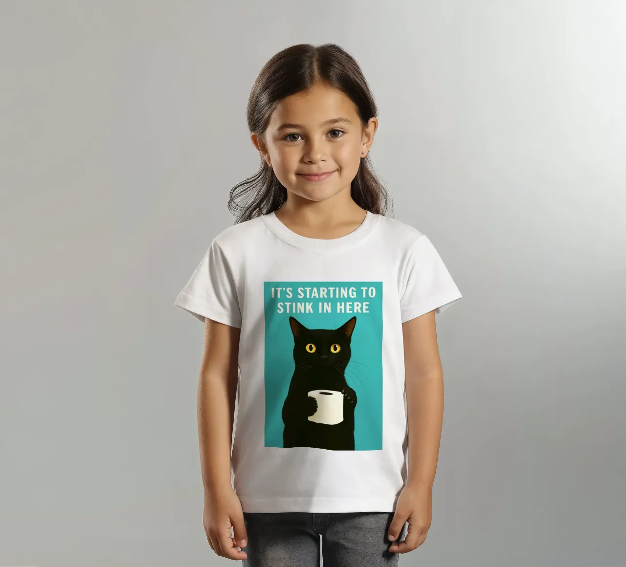 grappige kattenpoep humor het begint hier te stinken kinder t-shirt van PitaraS