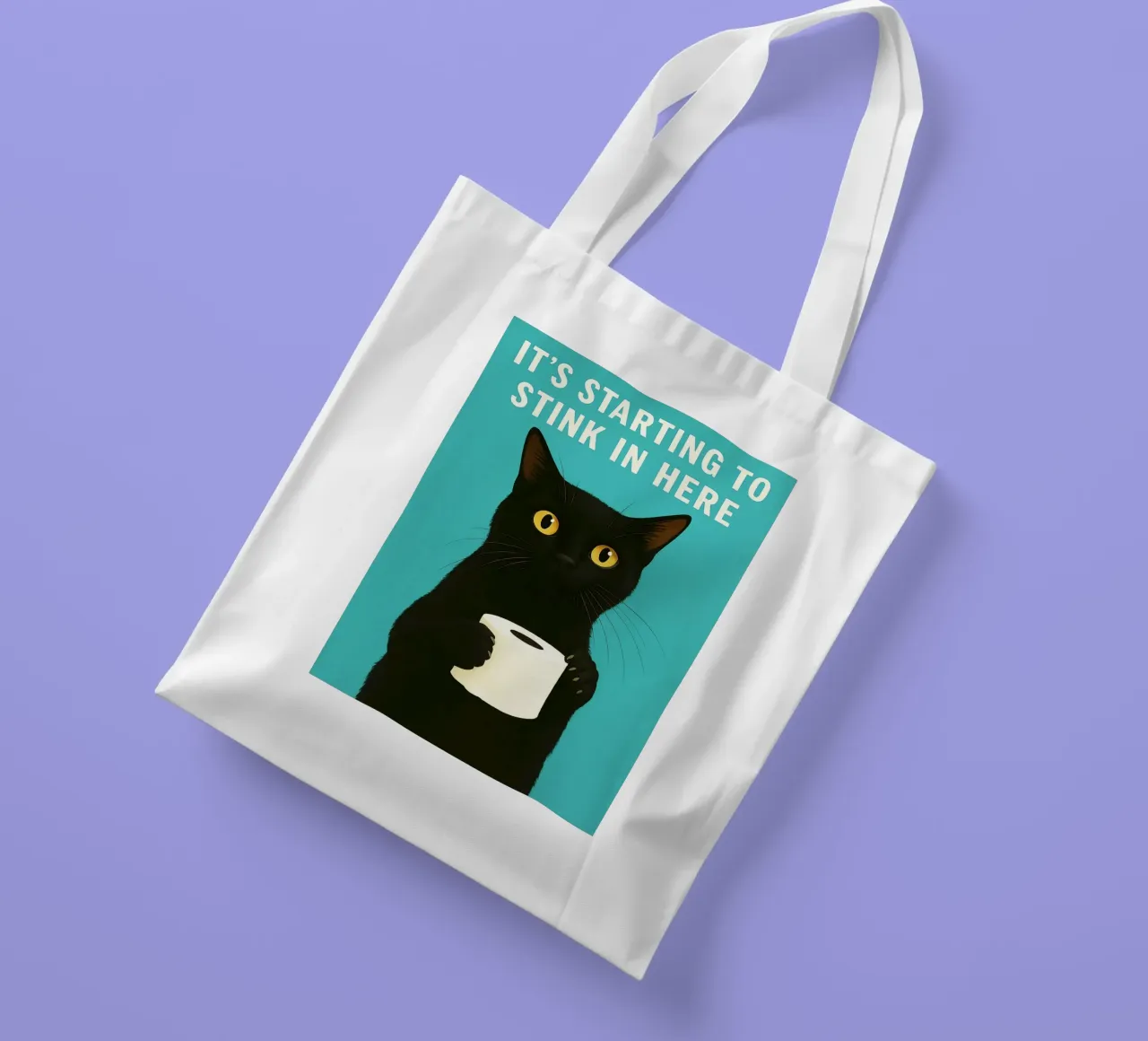 funny cat toliet humor its starting to stink in here tote bag by PitaraS