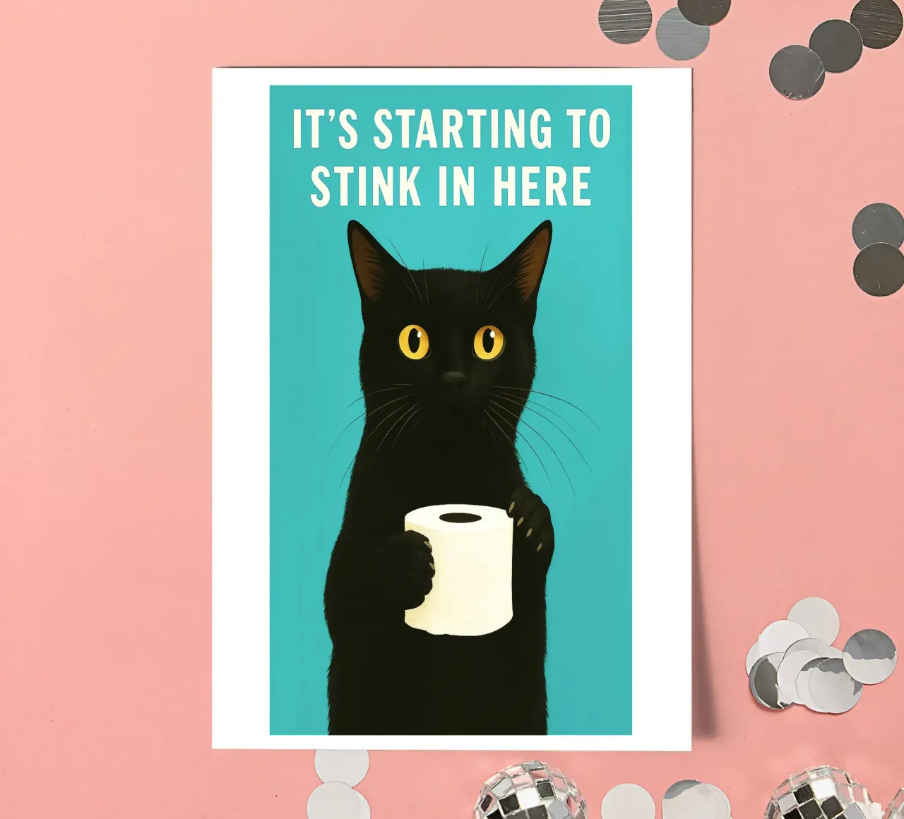 funny cat toliet humor its starting to stink in here sticker sheet by PitaraS
