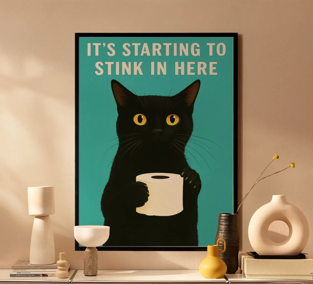 umorismo divertente sul toliet dei gatti, qui la puzza comincia a farsi sentire poster da PitaraS
