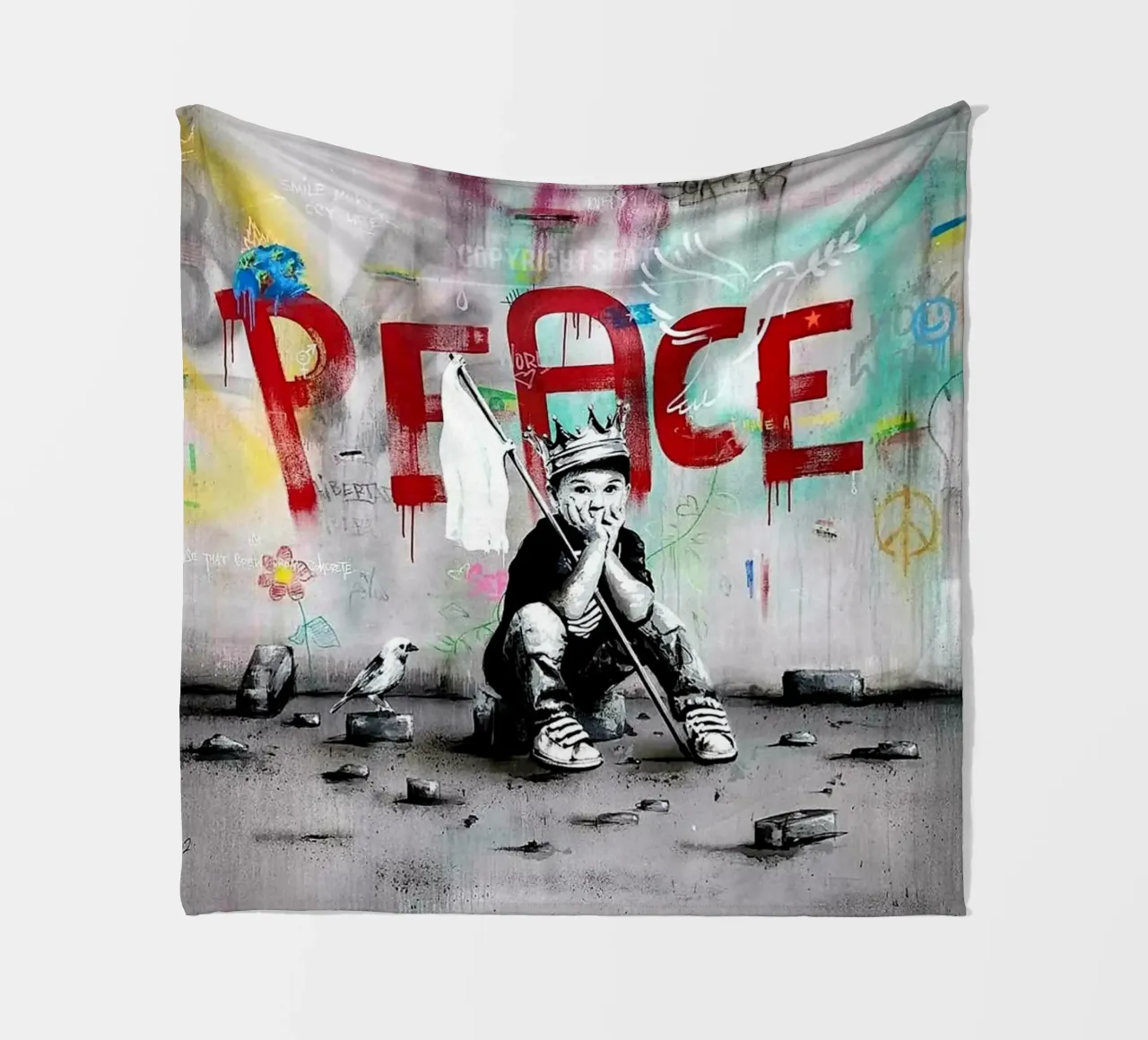 I Want Peace fleece blanket by Betty Shops