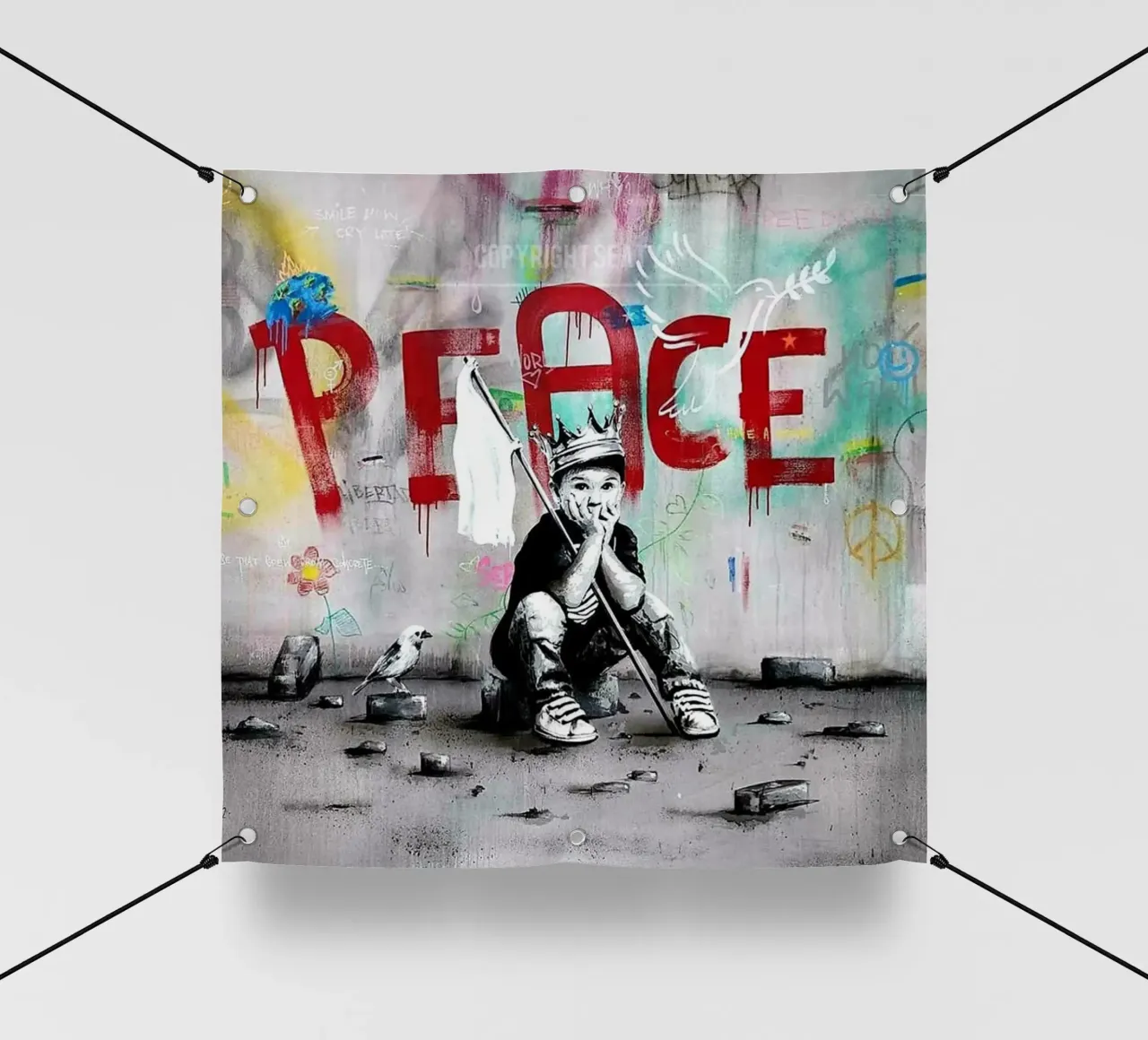 Voglio la pace telo in pvc da Betty Shops