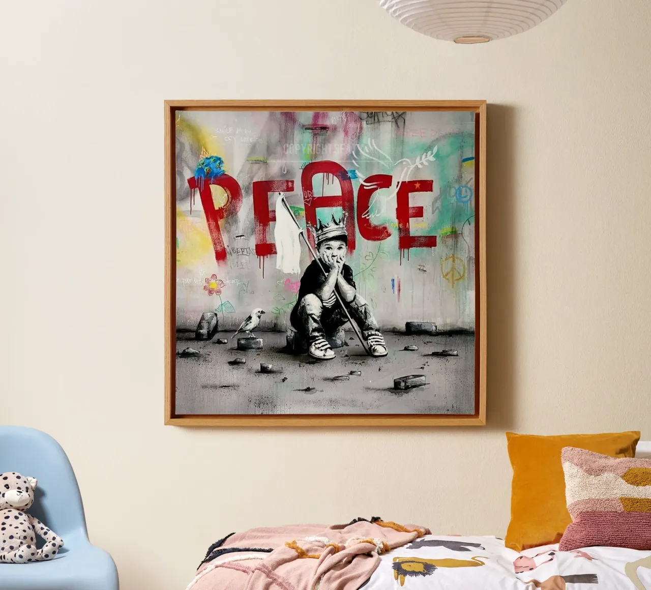 Voglio la pace tela con Cornice a cassetta da Betty Shops