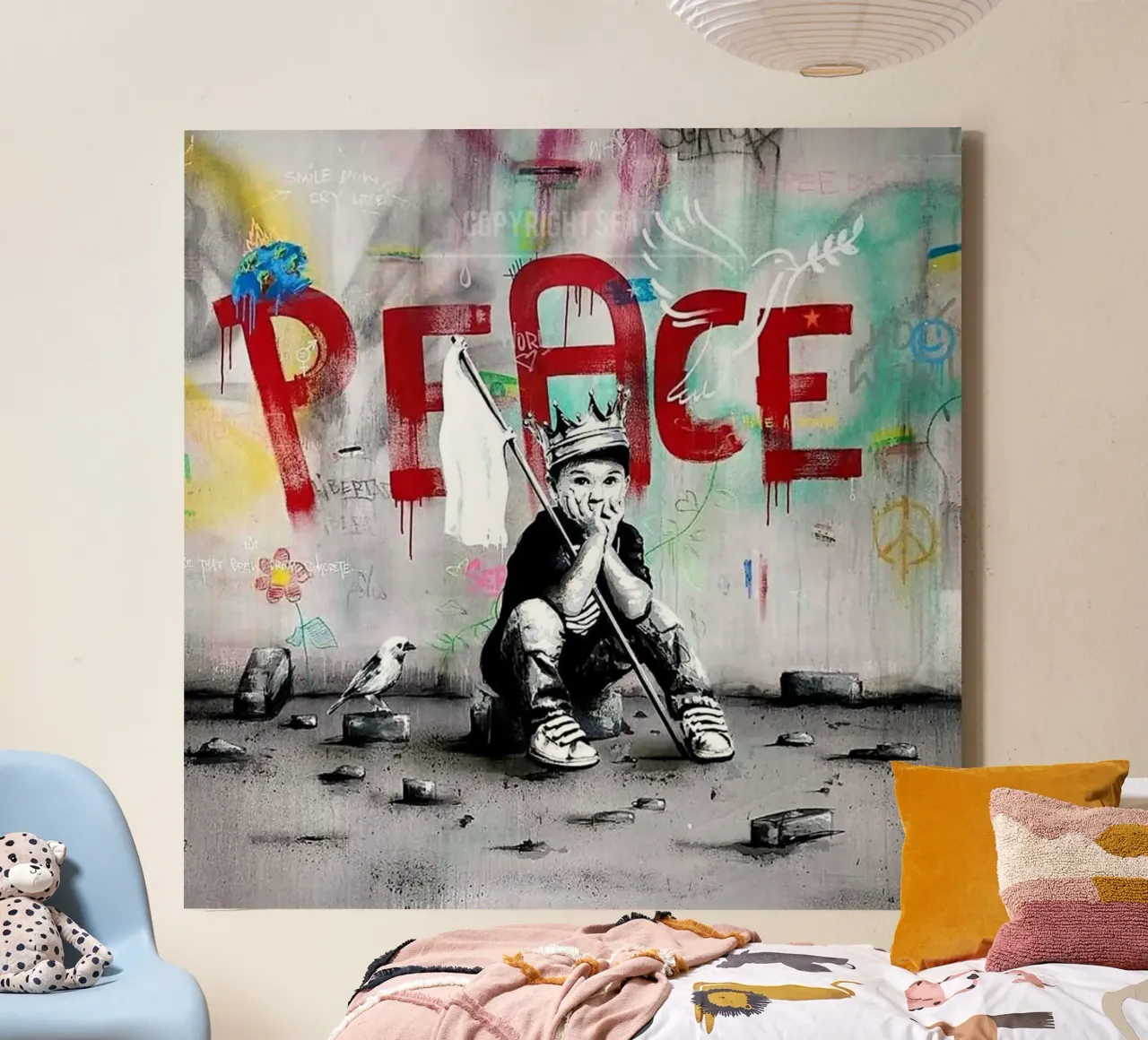 Voglio la pace tela con Cornice a cassetta da Betty Shops