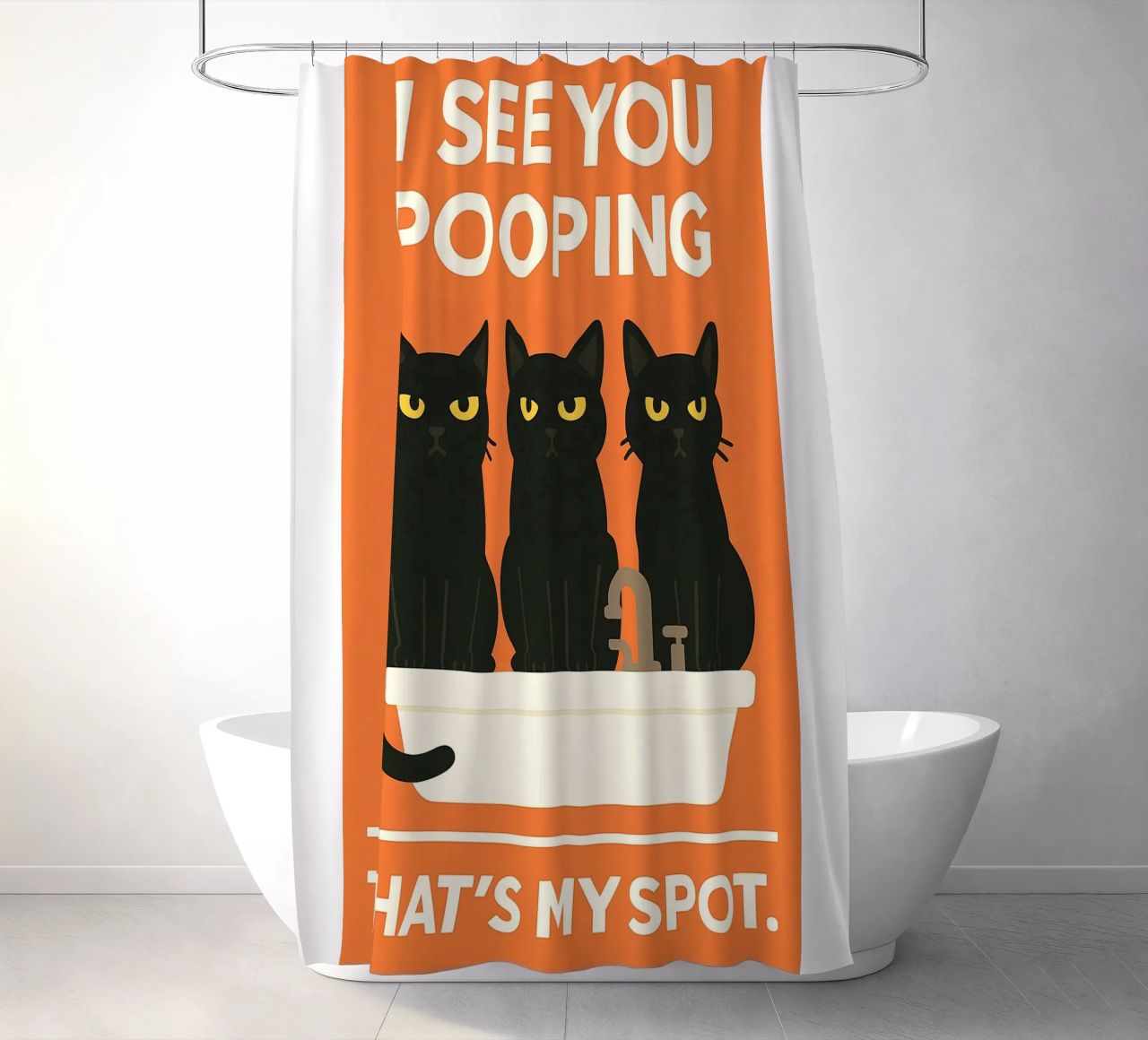 lustiger Katzen-Toiletten-Humor Duschvorhang von PitaraS