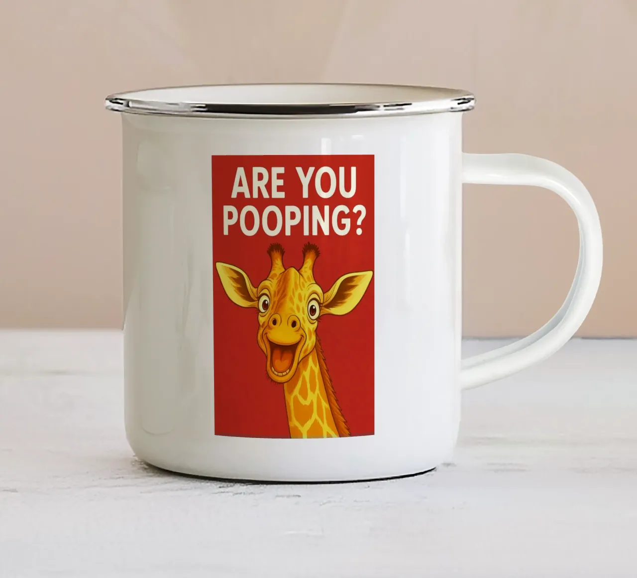 giraffa stai facendo la cacca tazza in smalto da PitaraS