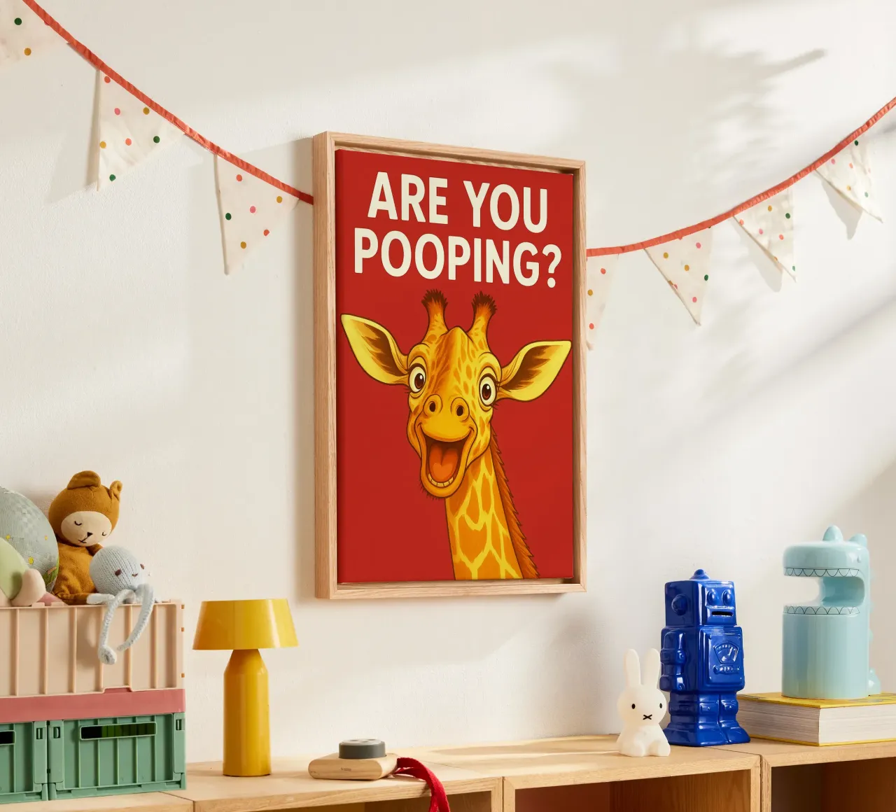 giraffe ben je aan het poepen canvas met Baklijst van PitaraS