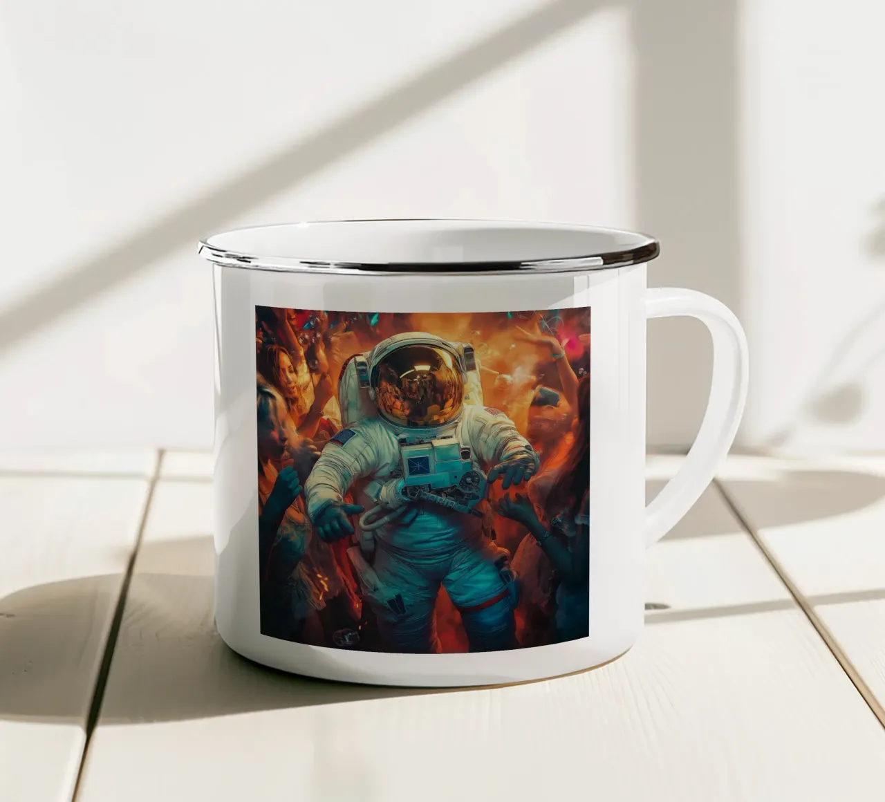 Astronaut in the party emaille mok van Motivate-Today