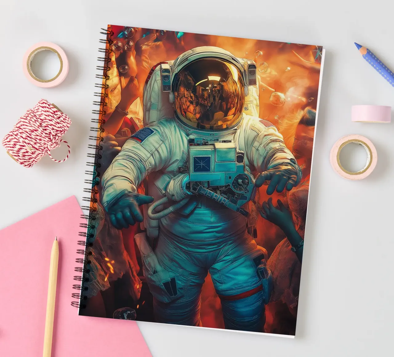 Astronaut in the party spiral notebook by Motivate-Today