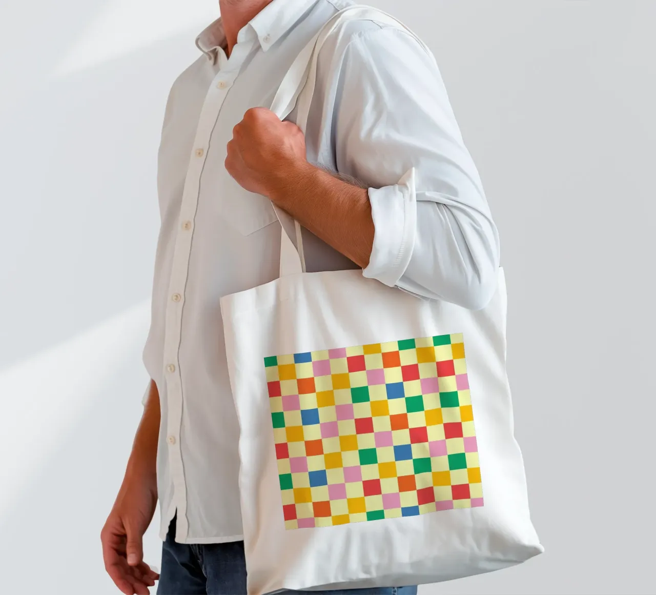 Square pixel retro colorful borsa in juta da galihstudio