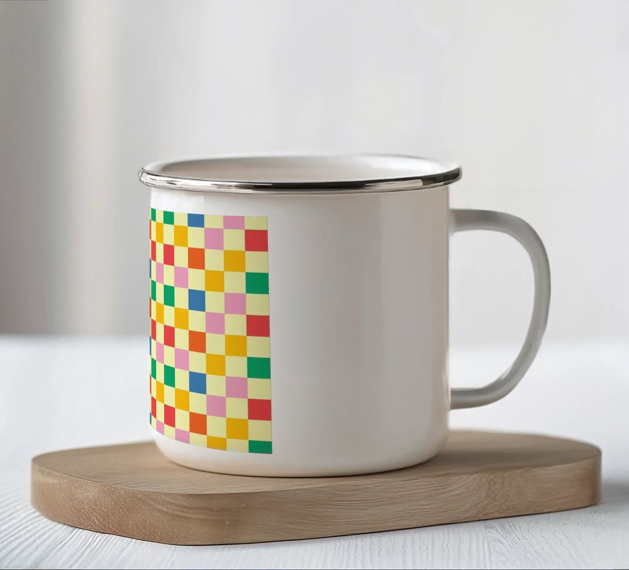 Square pixel retro colorful tazza in smalto da galihstudio