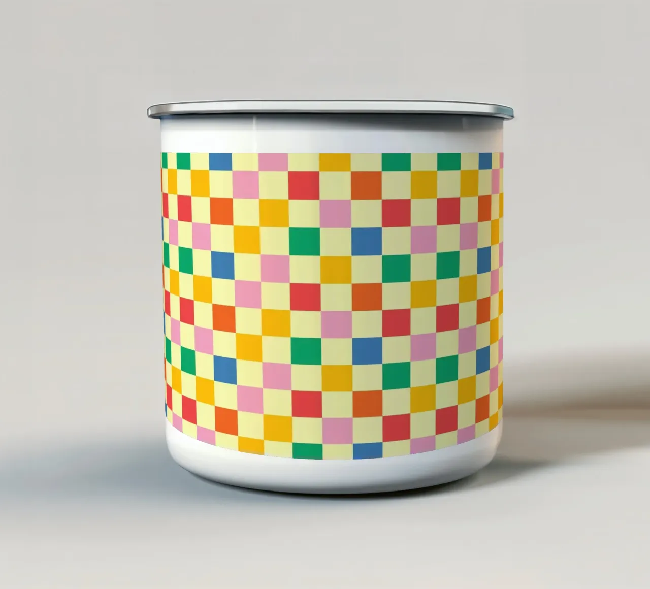 Square pixel retro colorful emaille mok van galihstudio