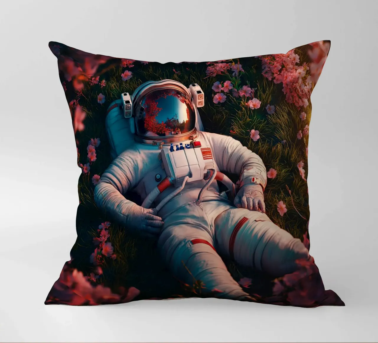 Astronaut and cherry blossoms cuscino da Motivate-Today