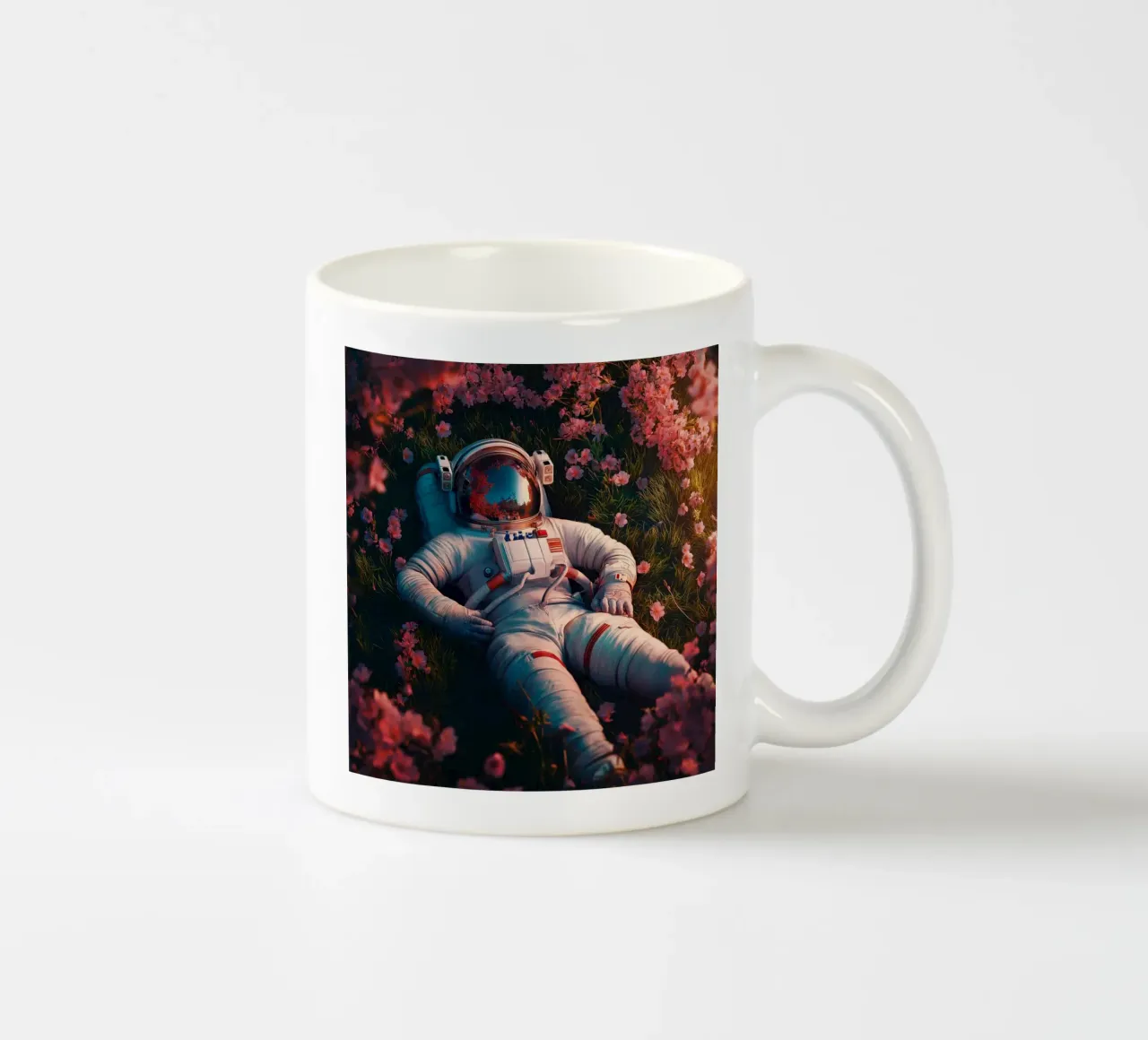 Astronaut and cherry blossoms tazza in ceramica da Motivate-Today