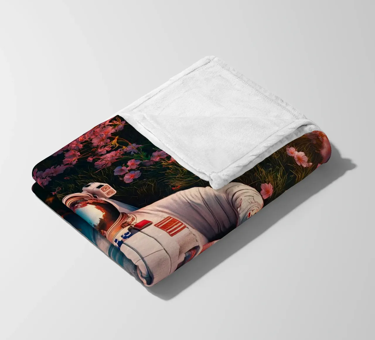 Astronaut and cherry blossoms plaid polaire de Motivate-Today