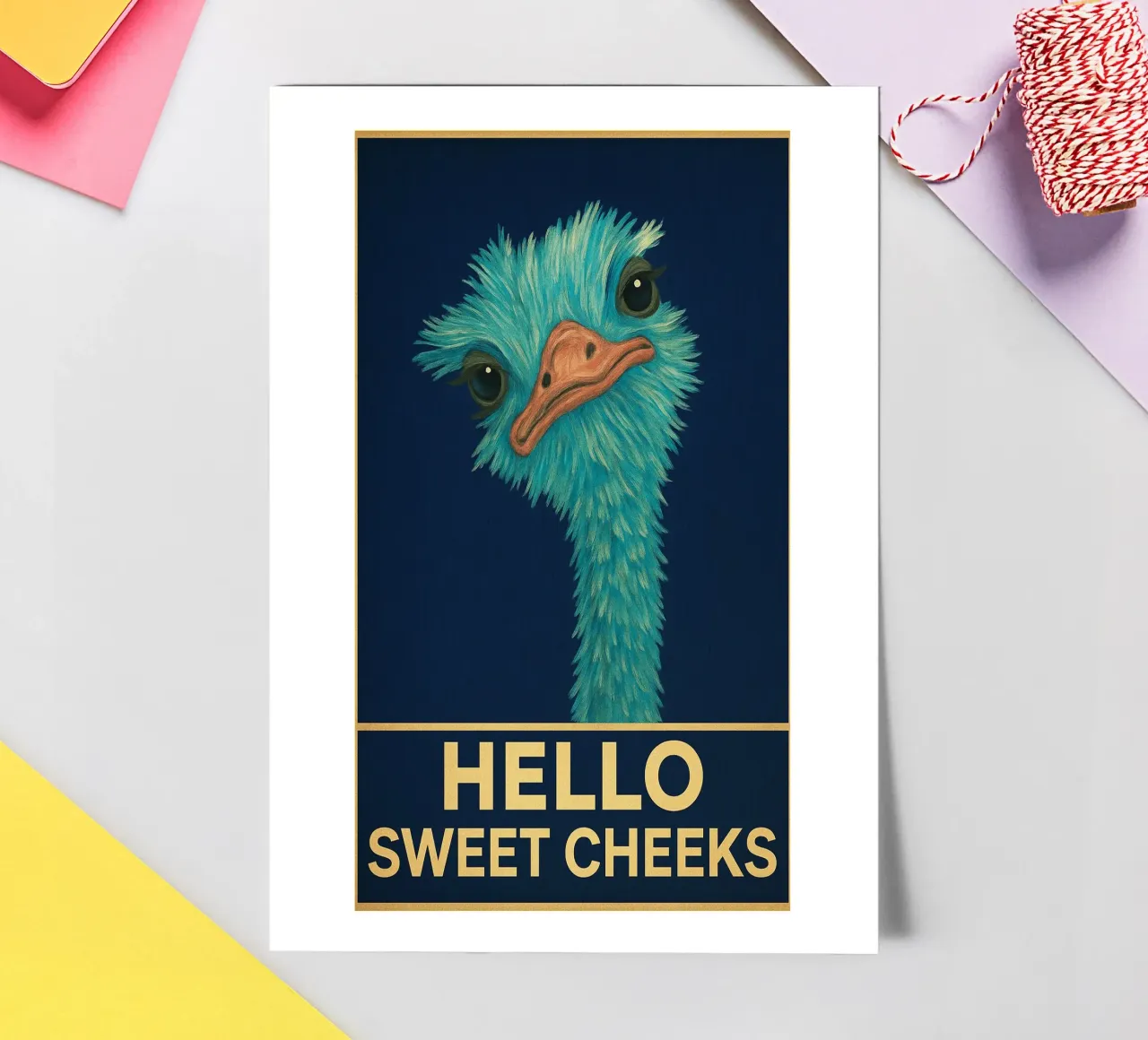 Hello Sweet Cheeks Funny Ostrich sticker sheet by PitaraS