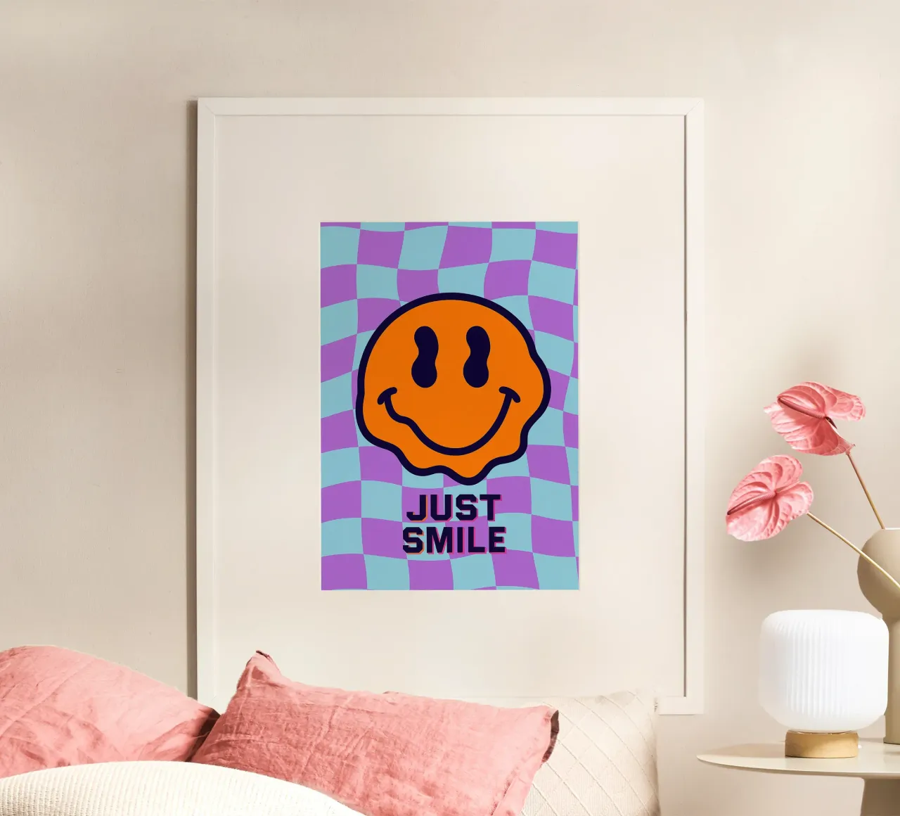 emoticon del sorriso poster con telaio in plastica da PitaraS