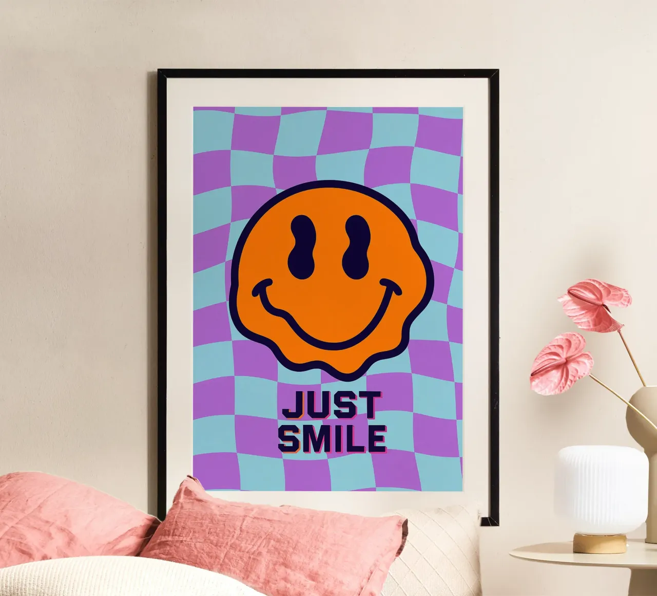 emoticon del sorriso poster con telaio in plastica da PitaraS