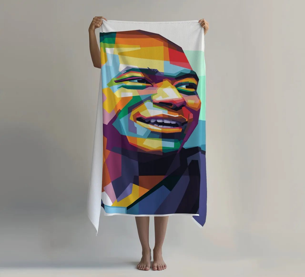 Kylian Mbappe Pop Art WPAP telo mare da Alkahfsmart
