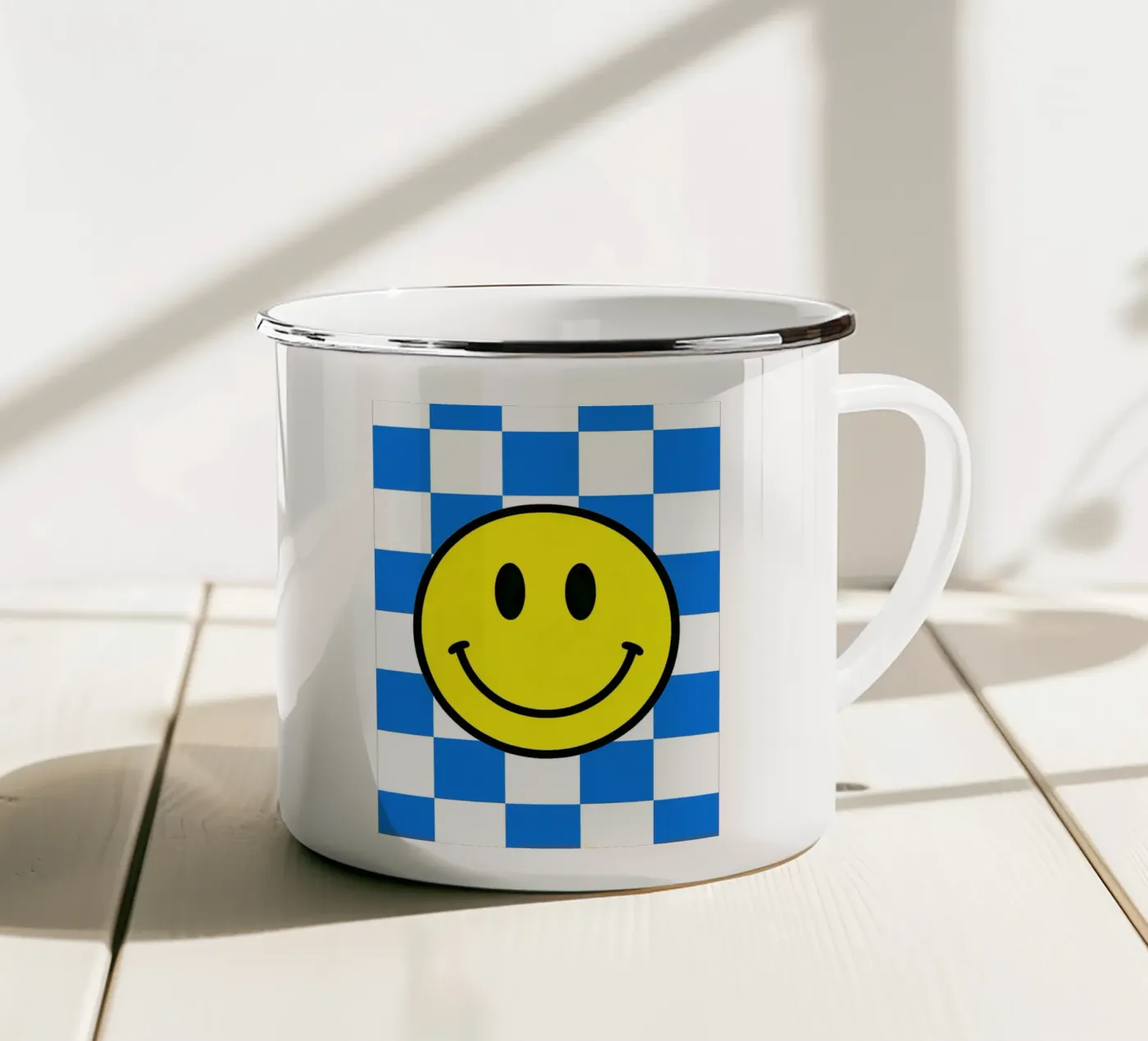 smiling face enamel mug by PitaraS