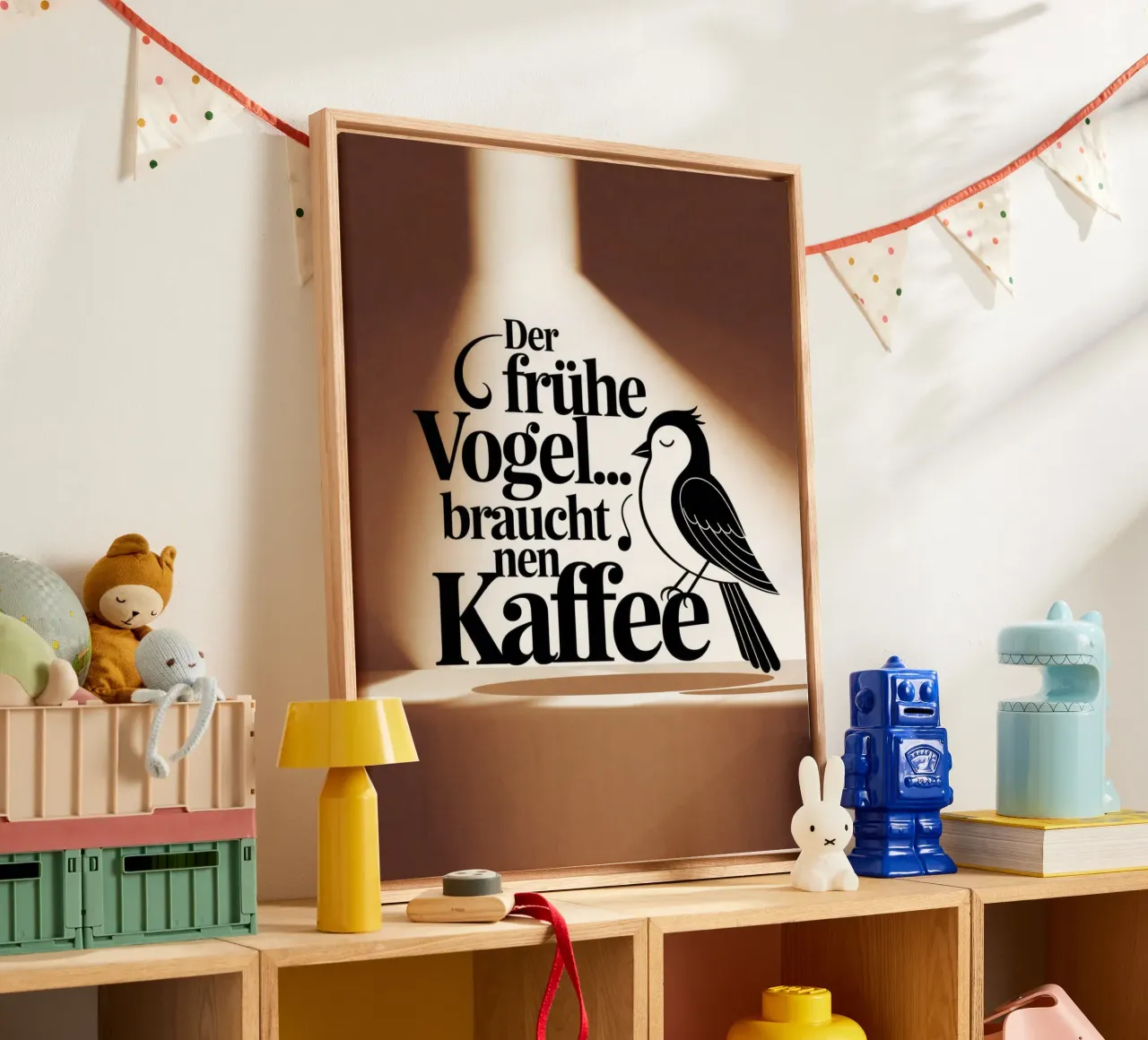 Der frühe Vogel braucht Kaffee canvas met Baklijst van Aphorismiker