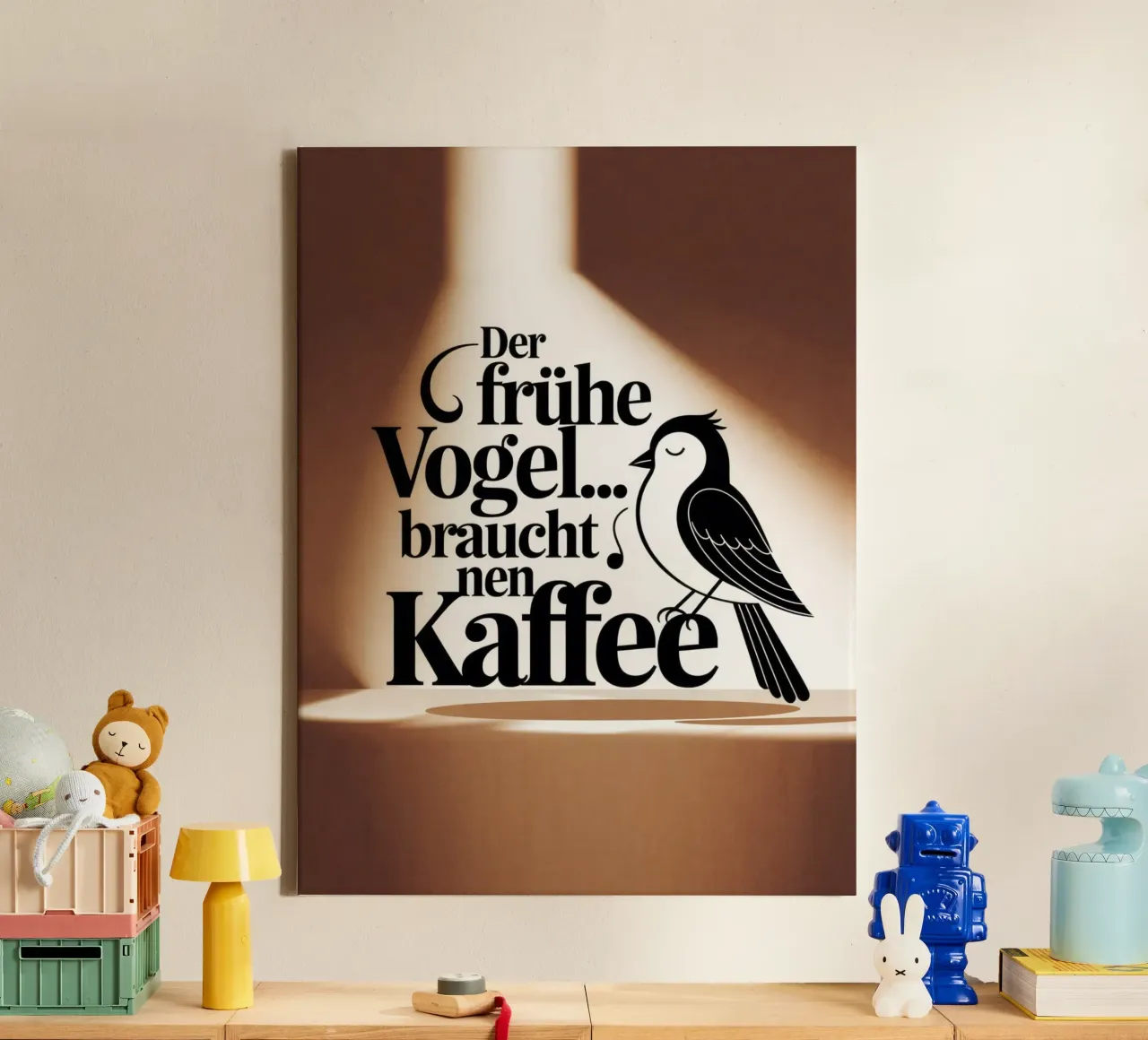 Der frühe Vogel braucht Kaffee canvas met Baklijst van Aphorismiker