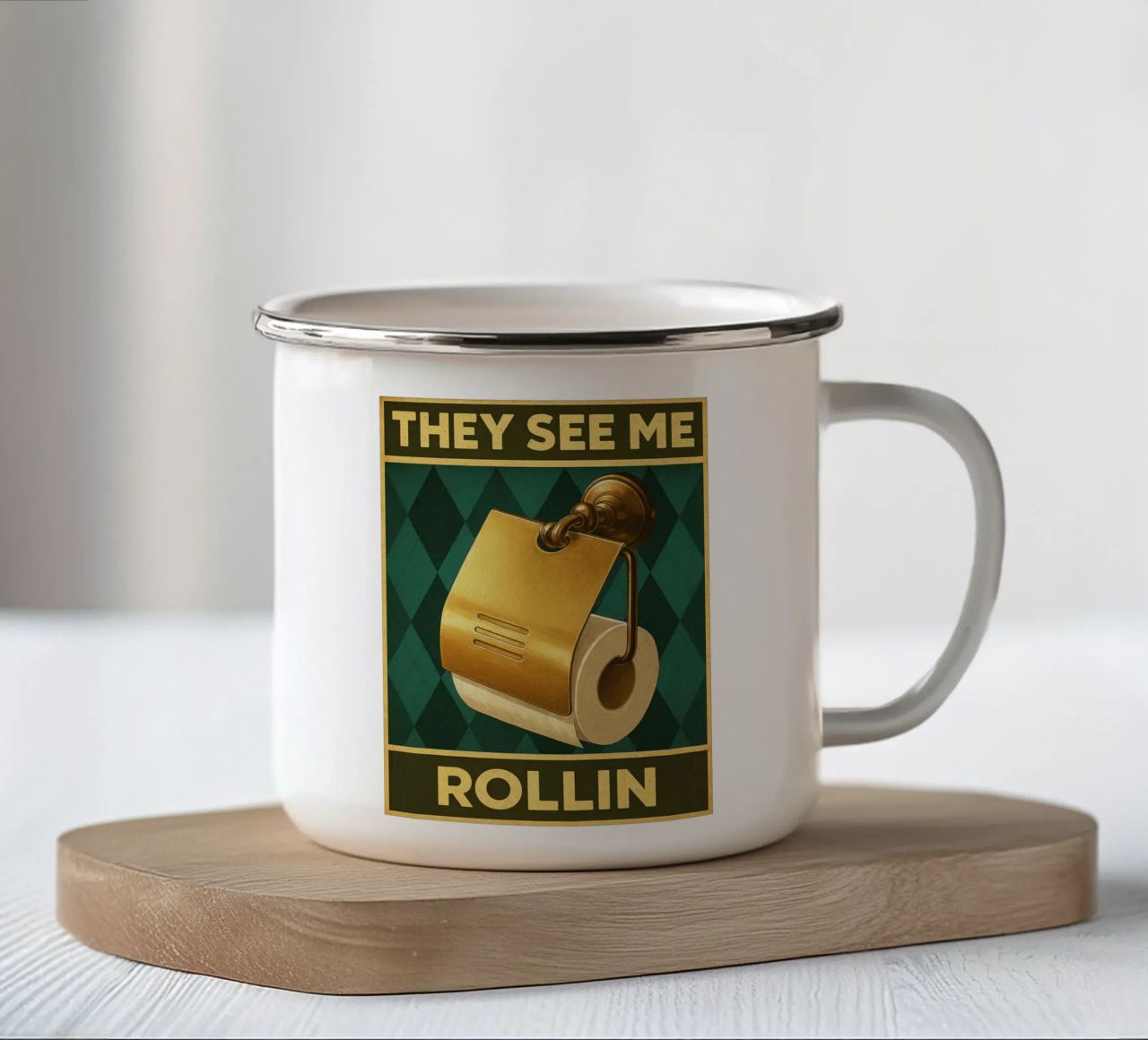 Papper per WC They See Me Rollin tazza in smalto da PitaraS