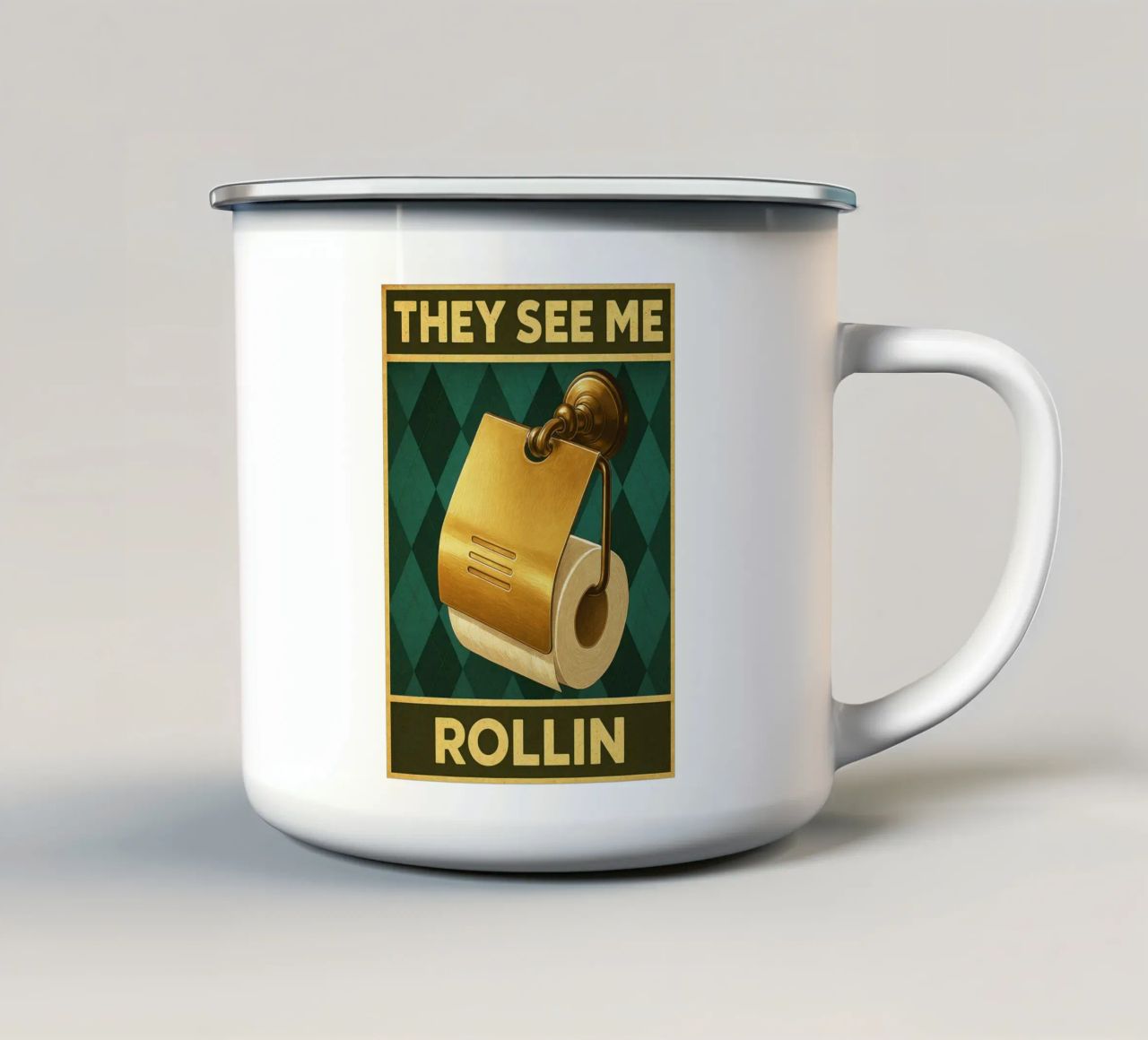 Papper per WC They See Me Rollin tazza in smalto da PitaraS