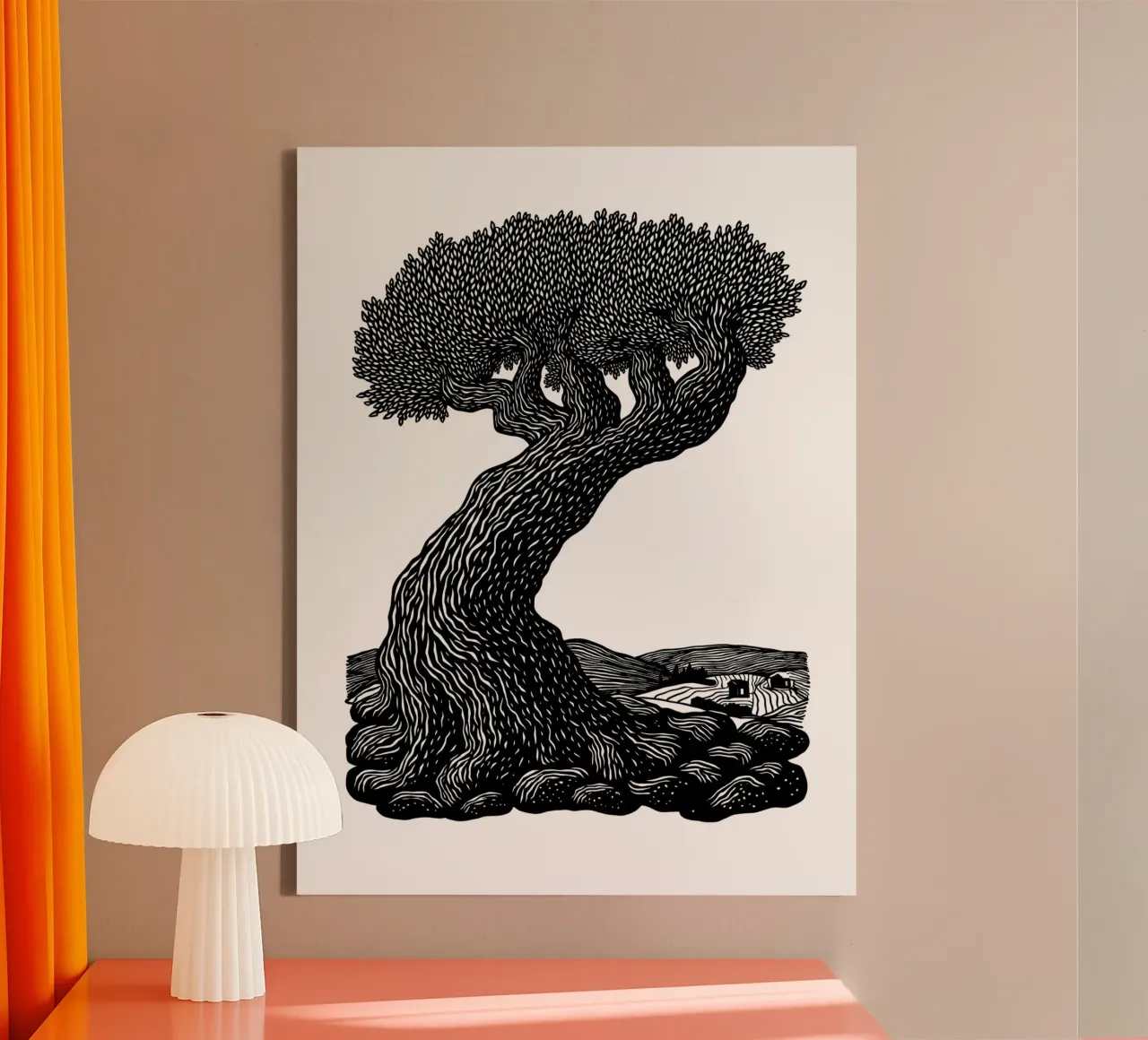 The Ancient Olive canvas met Baklijst van Indigo Rain