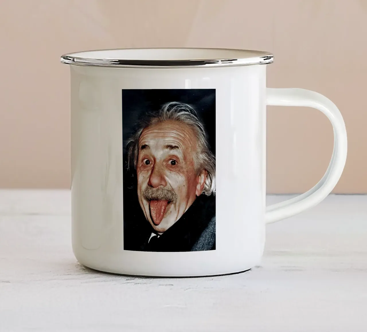 Albert Einstein tazza in smalto da Low poly art